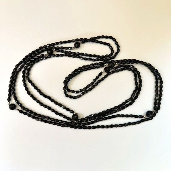 Long Beaded Faceted Glass Bead Necklace - Flapper Costume - 100" - Picture 6 of 8